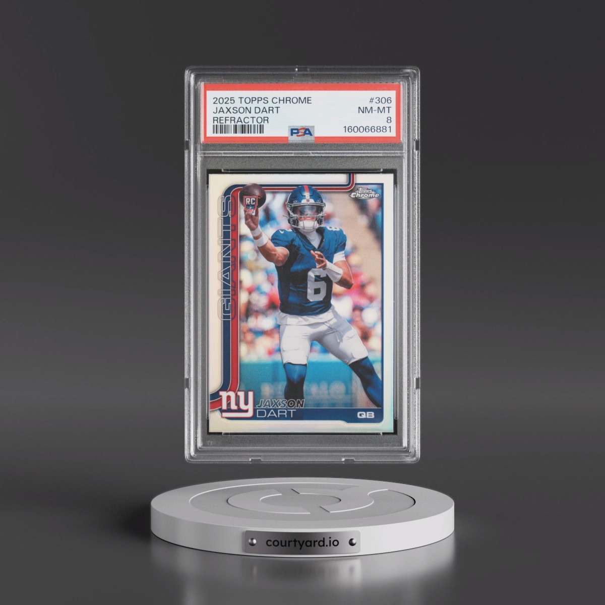 2025 Topps Chrome #306 Jaxson Dart - Refractor (PSA 8 NM-MT)