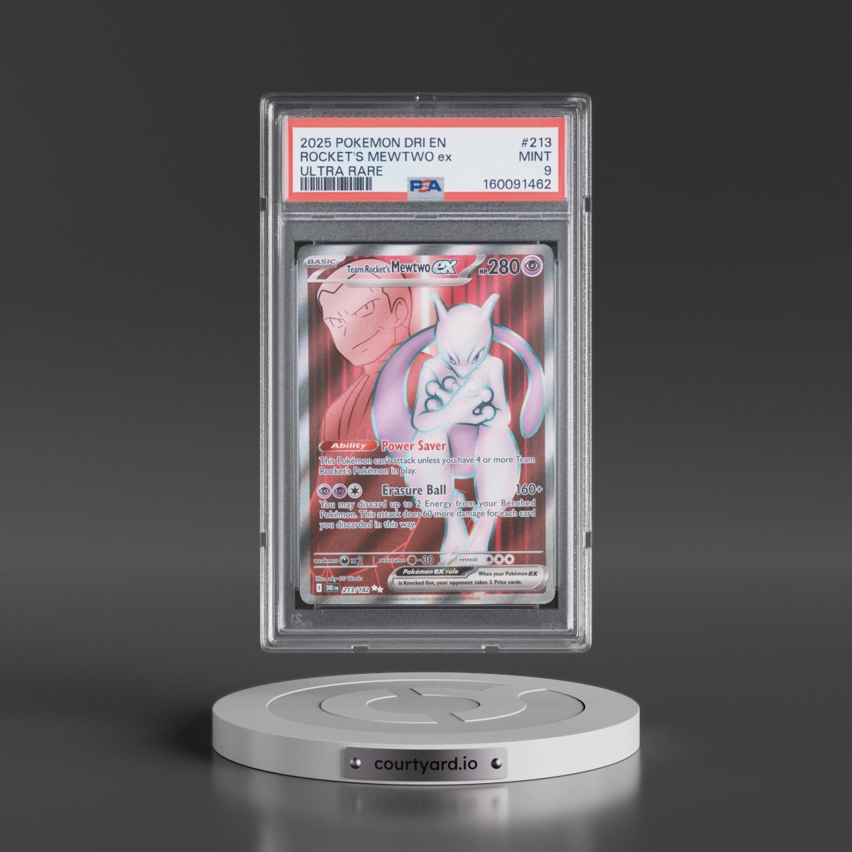 2025 Pokémon Dri EN-Destined Rivals #213 Team Rocket's Mewtwo EX - Holo Ultra Rare (PSA 9 MINT)