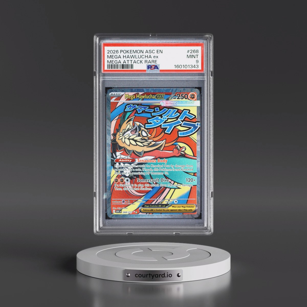 2026 Pokémon Asc EN-Ascended Heroes #268 Mega Hawlucha EX - Holo Mega Attack Rare (PSA 9 MINT)