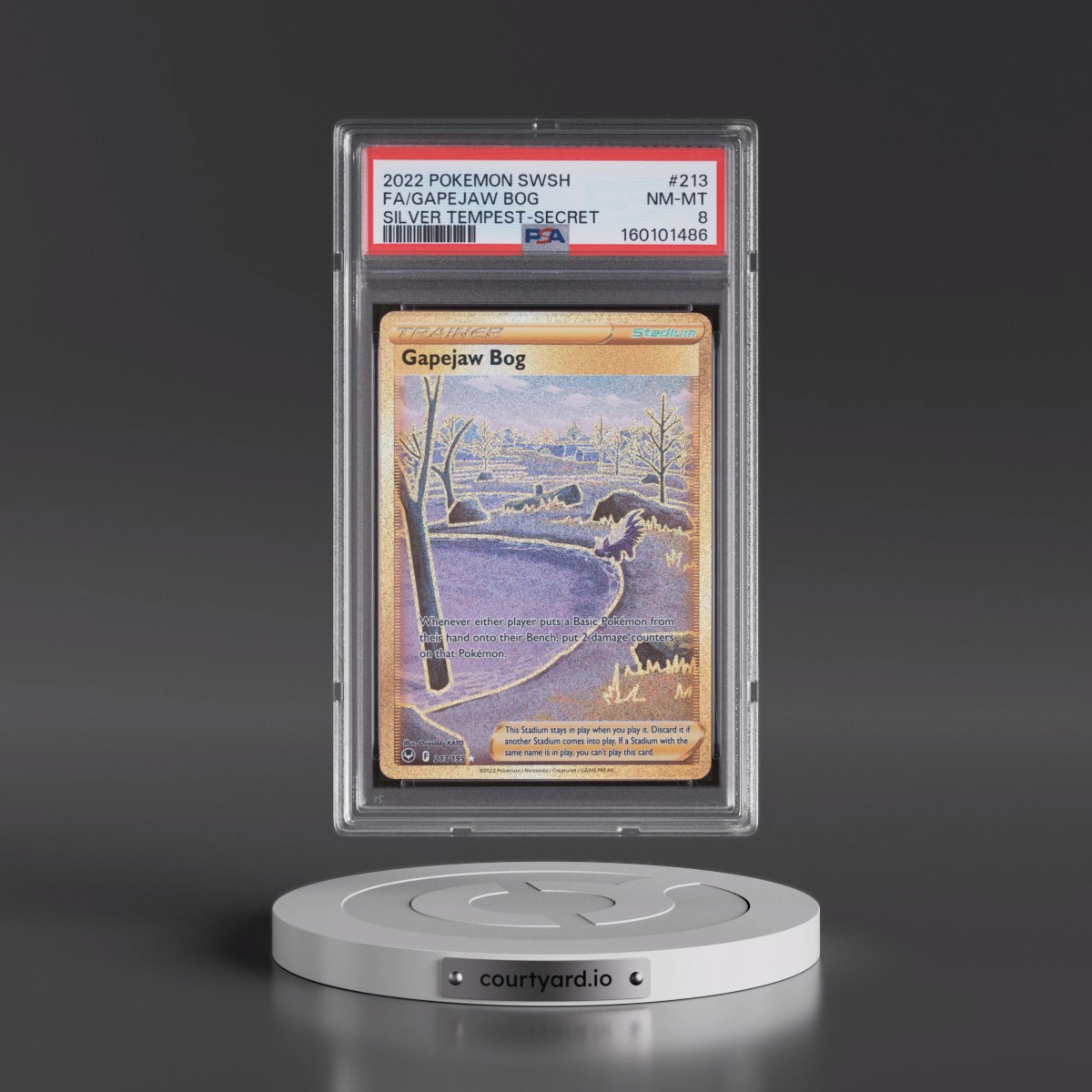2022 Pokémon Sword & Shield Silver Tempest #213 Gapejaw Bog - Full Art Secret (PSA 8 NM-MT)