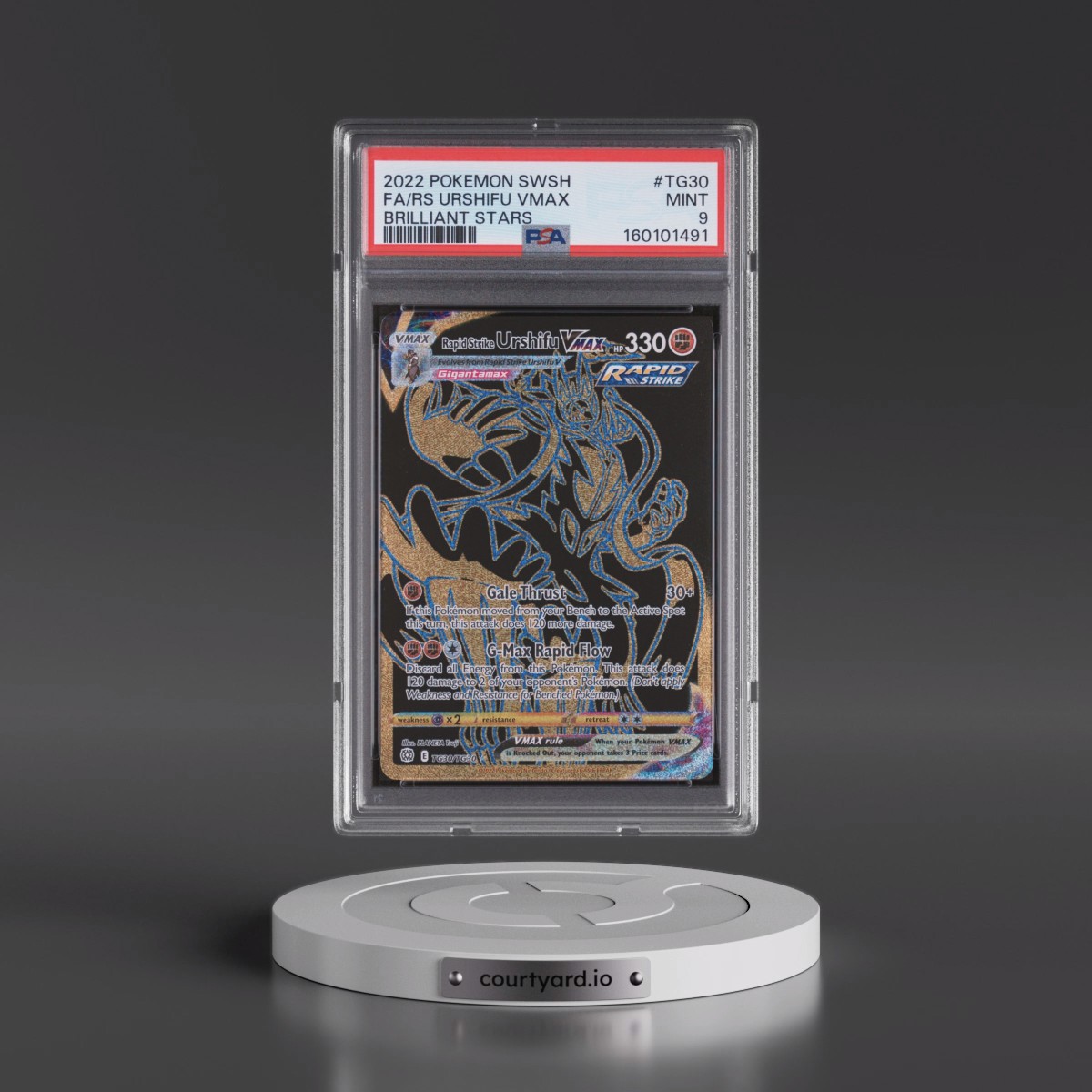 2022 Pokémon Sword & Shield Brilliant Stars #TG30 Rapid Strike Urshifu Vmax - Full Art (PSA 9 MINT)