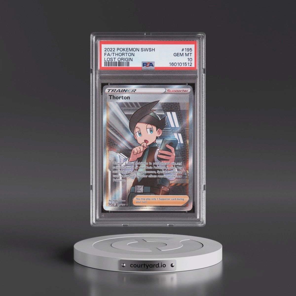 2022 Pokémon Sword & Shield Lost Origin #195 Thorton - Full Art (PSA 10 GEM MINT)