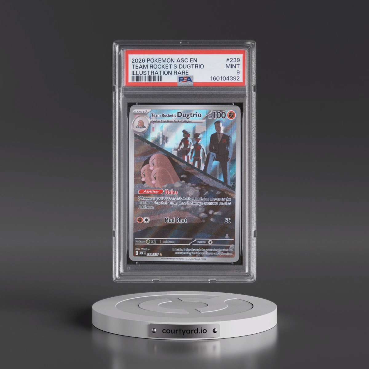 2026 Pokémon Asc EN-Ascended Heroes #239 Team Rocket's Dugtrio - Illustration Rare (PSA 9 MINT)