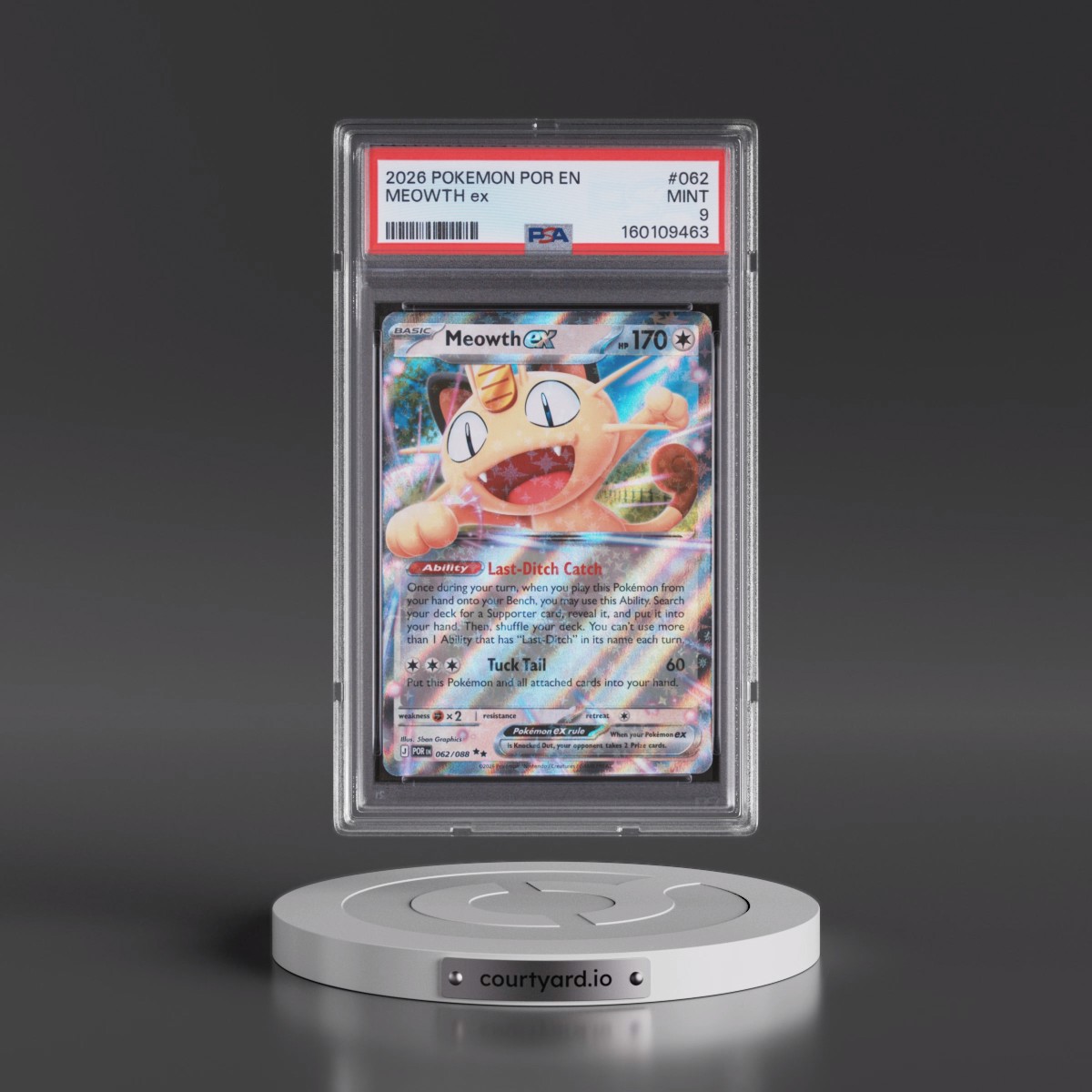 2026 Pokémon Por EN-Perfect Order #062 Meowth EX - Holo (PSA 9 MINT)