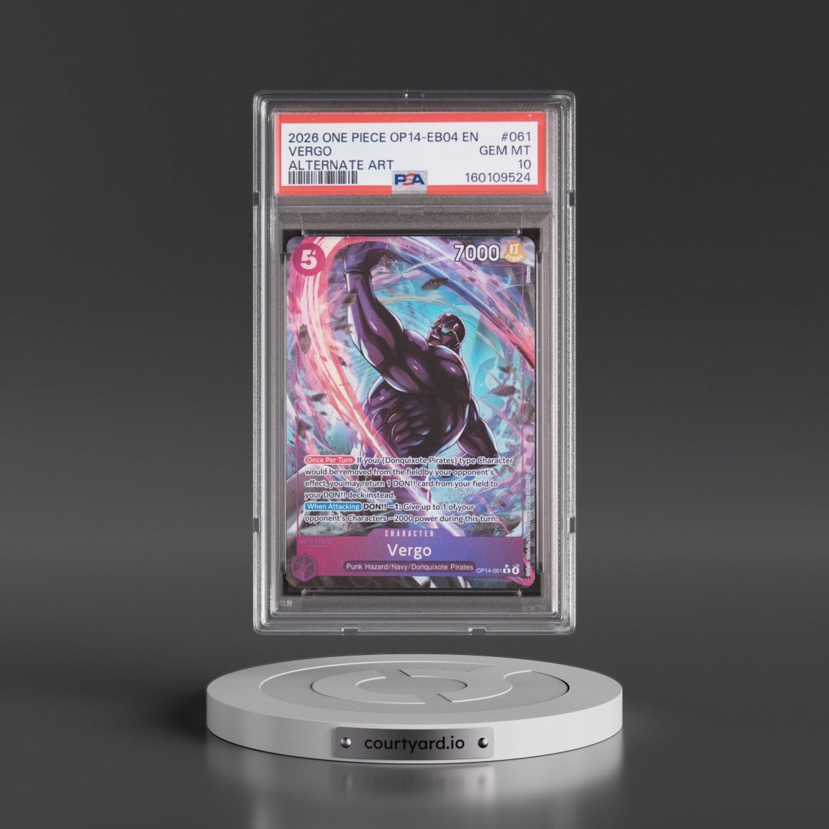 2026 One Piece OP14-EB04-the Azure Sea's Seven #061 Vergo - Alternate Art (PSA 10 GEM MINT)