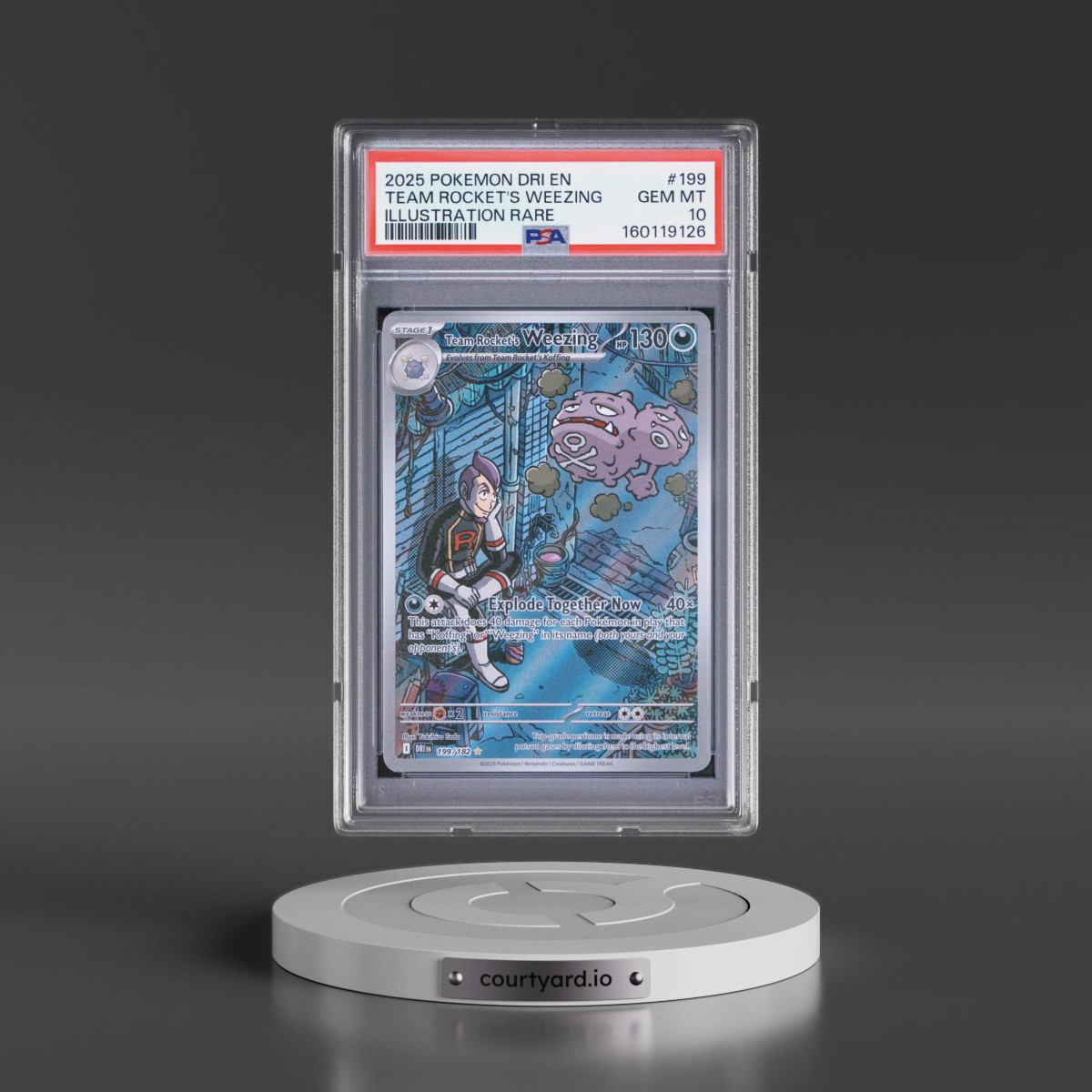 2025 Pokémon Dri EN-Destined Rivals #199 Team Rocket's Weezing - Illustration Rare (PSA 10 GEM MINT)