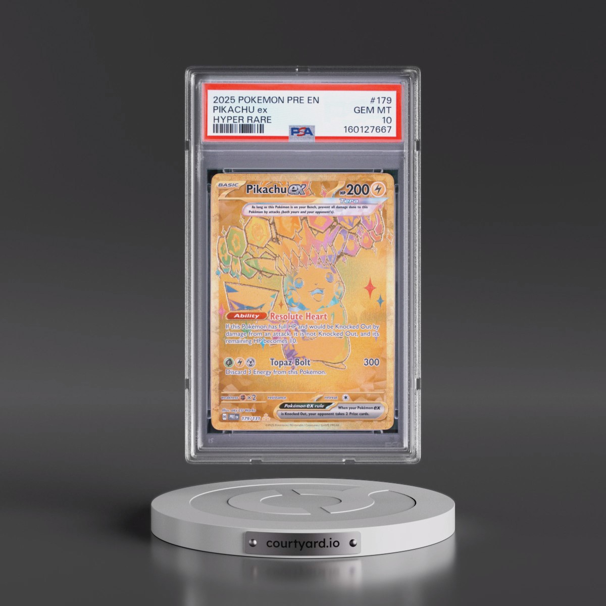2025 Pokémon Pre EN-Prismatic Evolutions #179 Pikachu EX - Holo Hyper Rare (PSA 10 GEM MINT)
