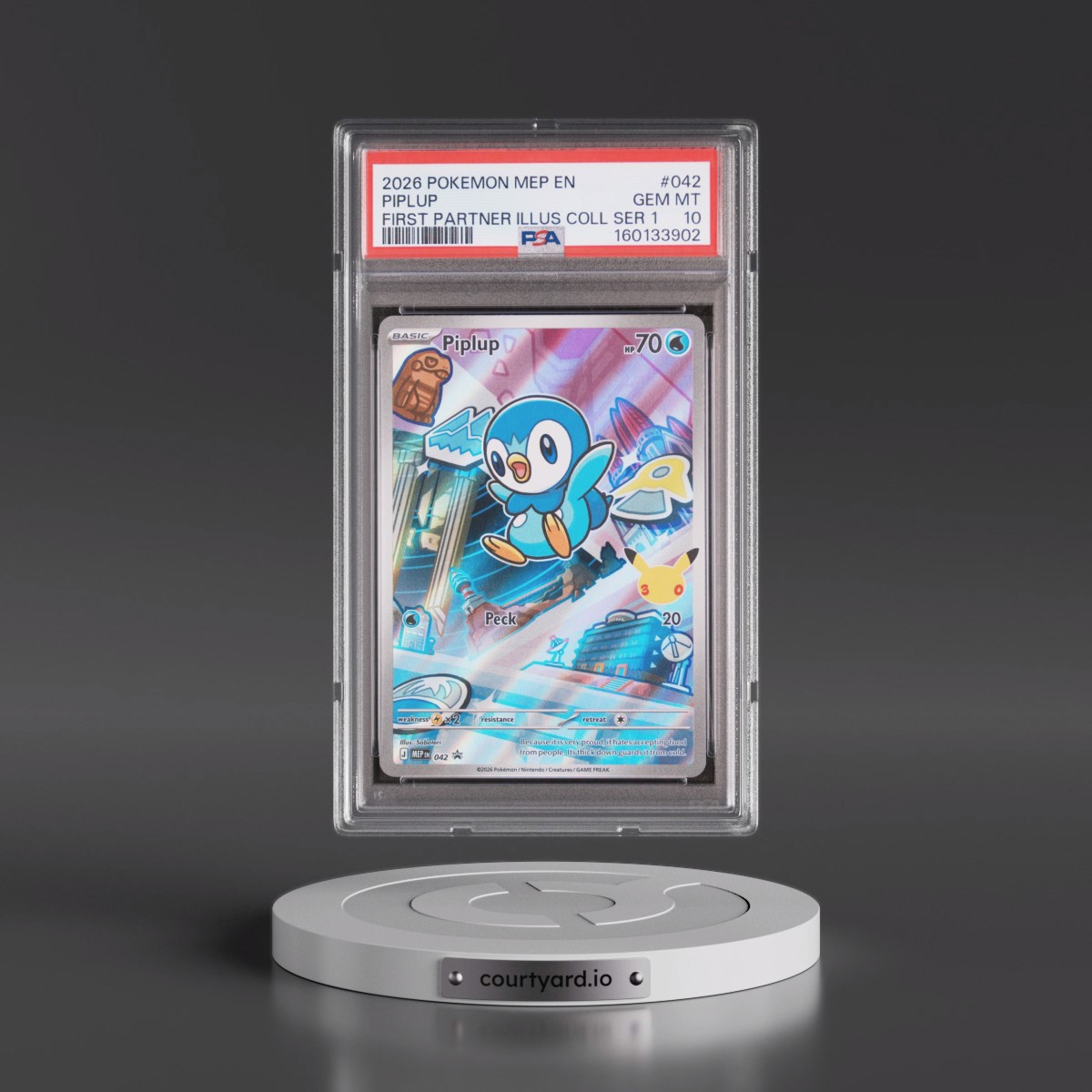 2026 Pokémon Mep EN-Me Black Star Promo #042 Piplup - First Partner Illustration Collection Series 1 (PSA 10 GEM MINT)