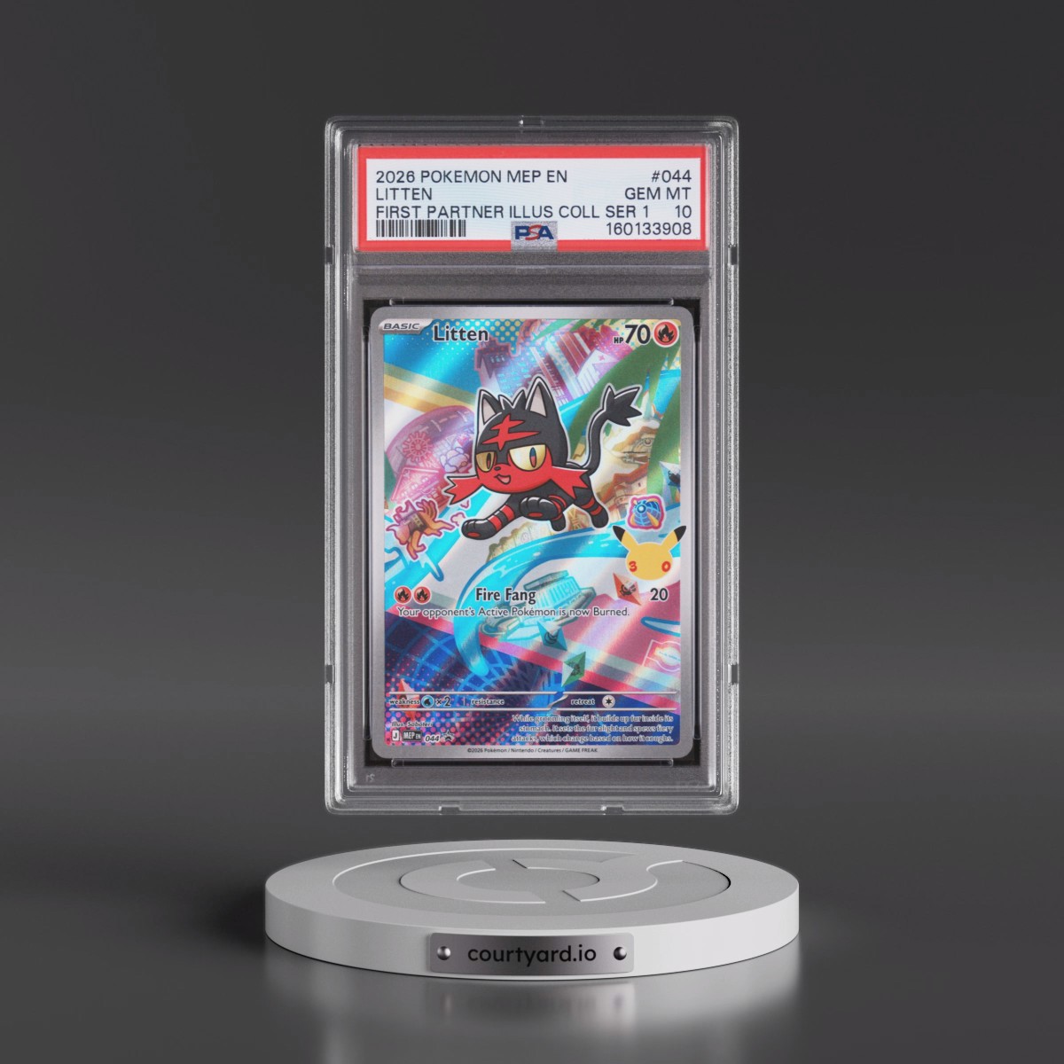 2026 Pokémon Mep EN-Me Black Star Promo #044 Litten - First Partner Illustration Collection Series 1 (PSA 10 GEM MINT)