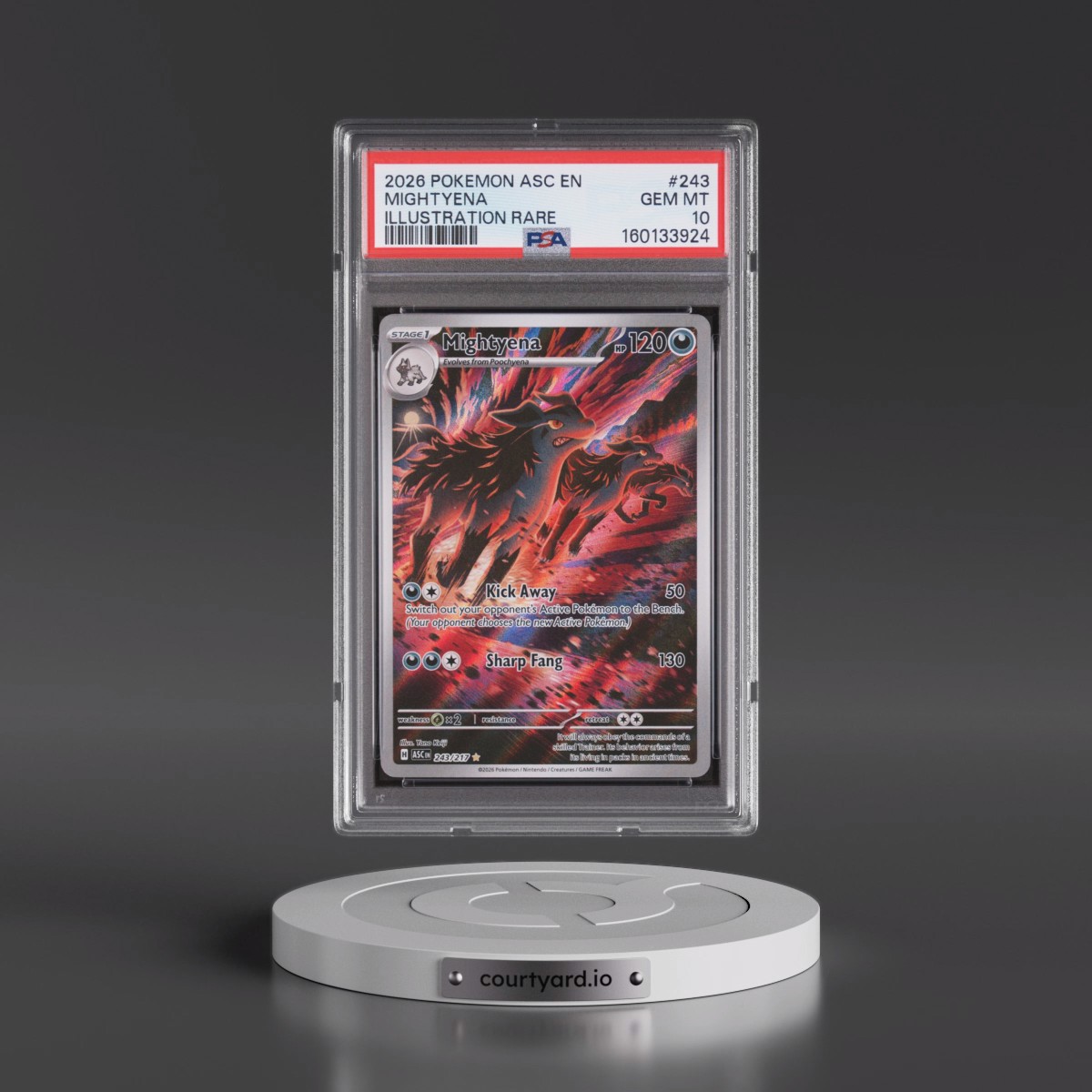 2026 Pokémon Asc EN-Ascended Heroes #243 Mightyena - Illustration Rare (PSA 10 GEM MINT)