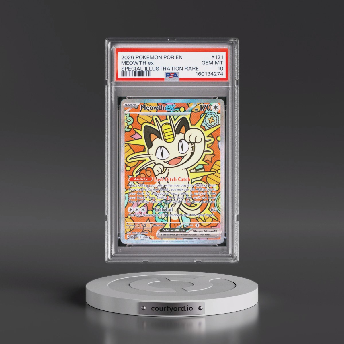 2026 Pokémon Por EN-Perfect Order #121 Meowth EX - Holo Special Illustration Rare (PSA 10 GEM MINT)