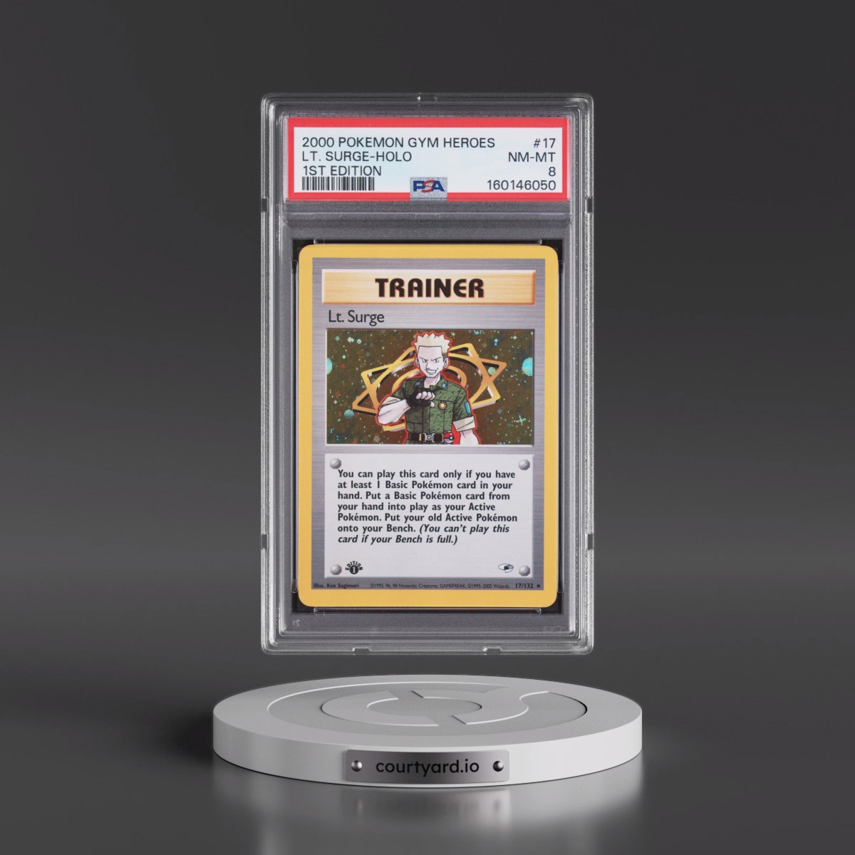 2000 Pokémon Gym Heroes #17 LT. Surge - 1st Edition Holo (PSA 8 NM-MT)