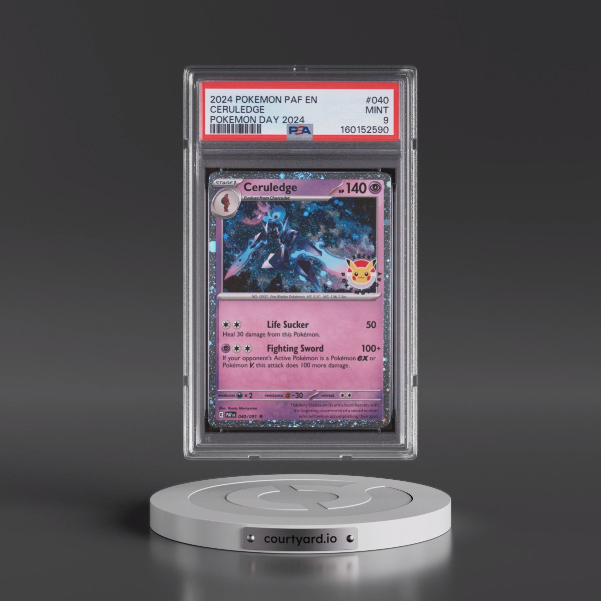 2024 Pokémon Paf EN-Paldean Fates #040 Ceruledge - Pokemon Day 2024 (PSA 9 MINT)