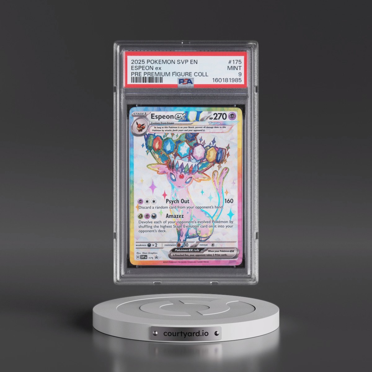 2025 Pokémon Svp EN-SV Black Star Promo #175 Espeon EX - Holo Prismatic Evolutions Premium Figure Collection (PSA 9 MINT)