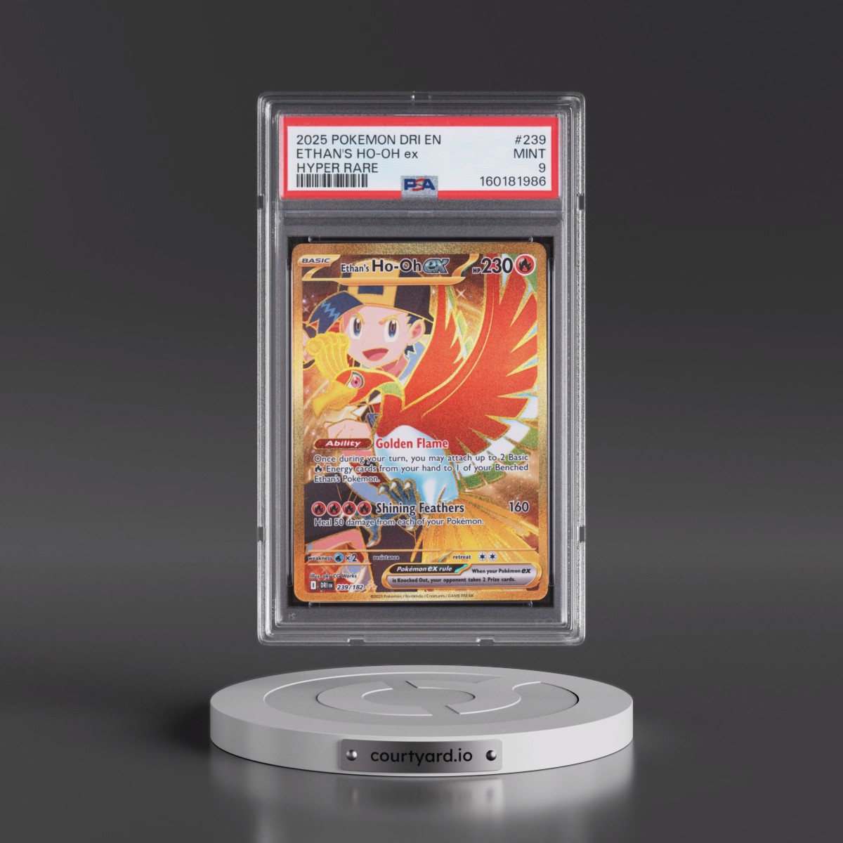 2025 Pokémon Dri EN-Destined Rivals #239 Ethan's HO-Oh EX - Holo Hyper Rare (PSA 9 MINT)