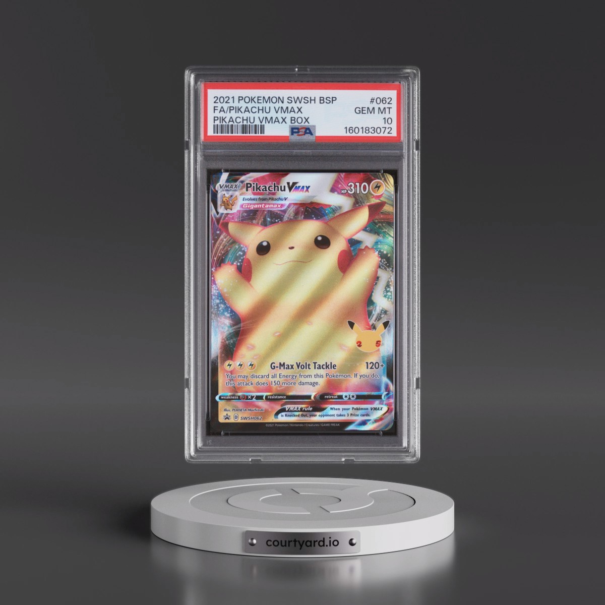 2021 Pokémon Swsh Black Star Promo #062 Pikachu Vmax - Full Art Pikachu Vmax Box (PSA 10 GEM MINT)