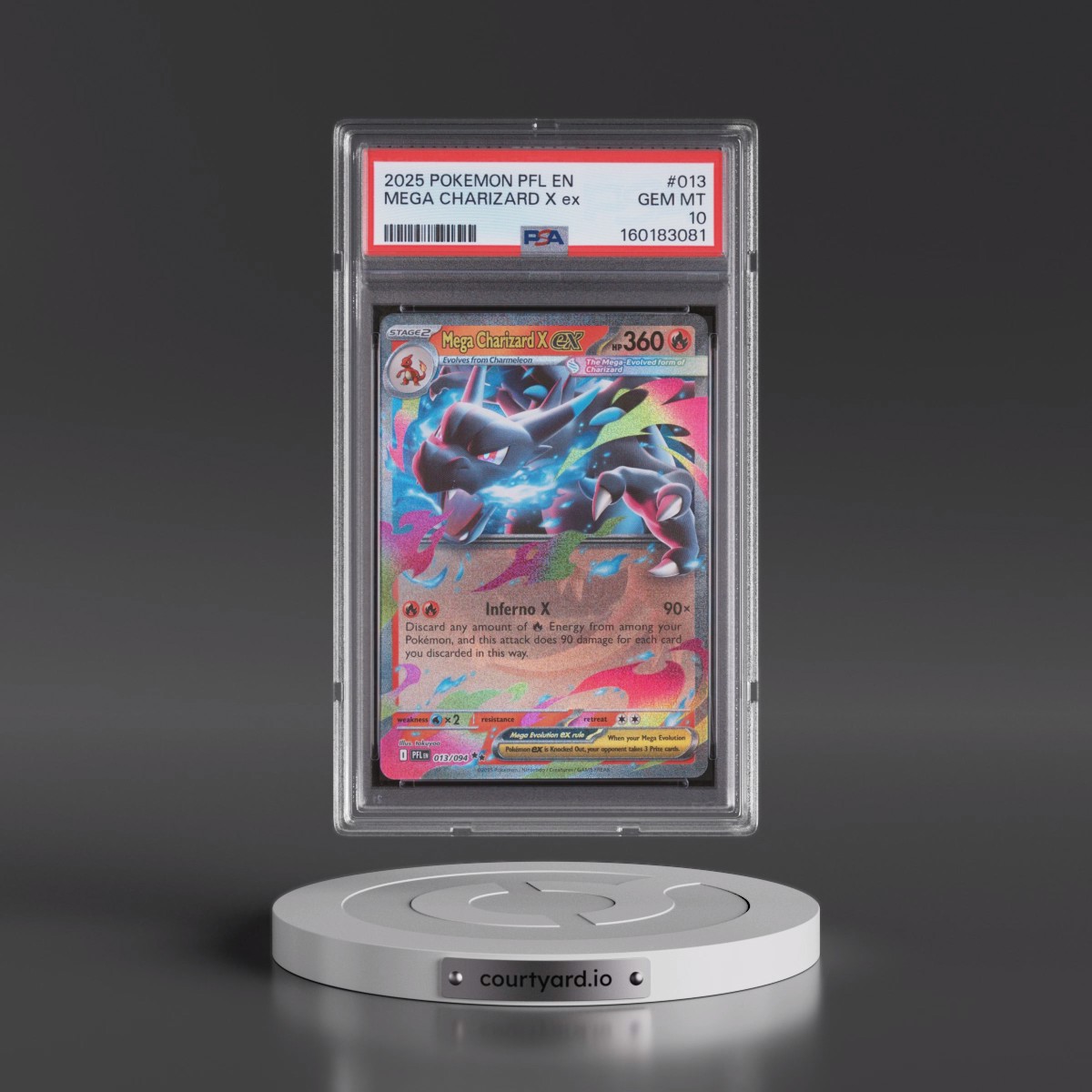 2025 Pokémon Pfl EN-Phantasmal Flames #013 Mega Charizard X EX - Holo (PSA 10 GEM MINT)