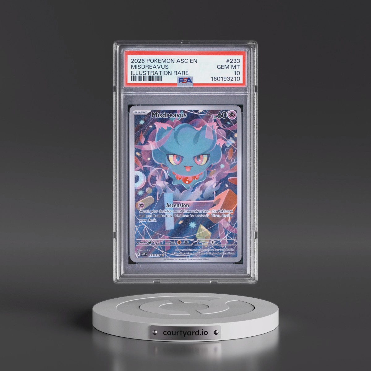 2026 Pokémon Asc EN-Ascended Heroes #233 Misdreavus - Illustration Rare (PSA 10 GEM MINT)