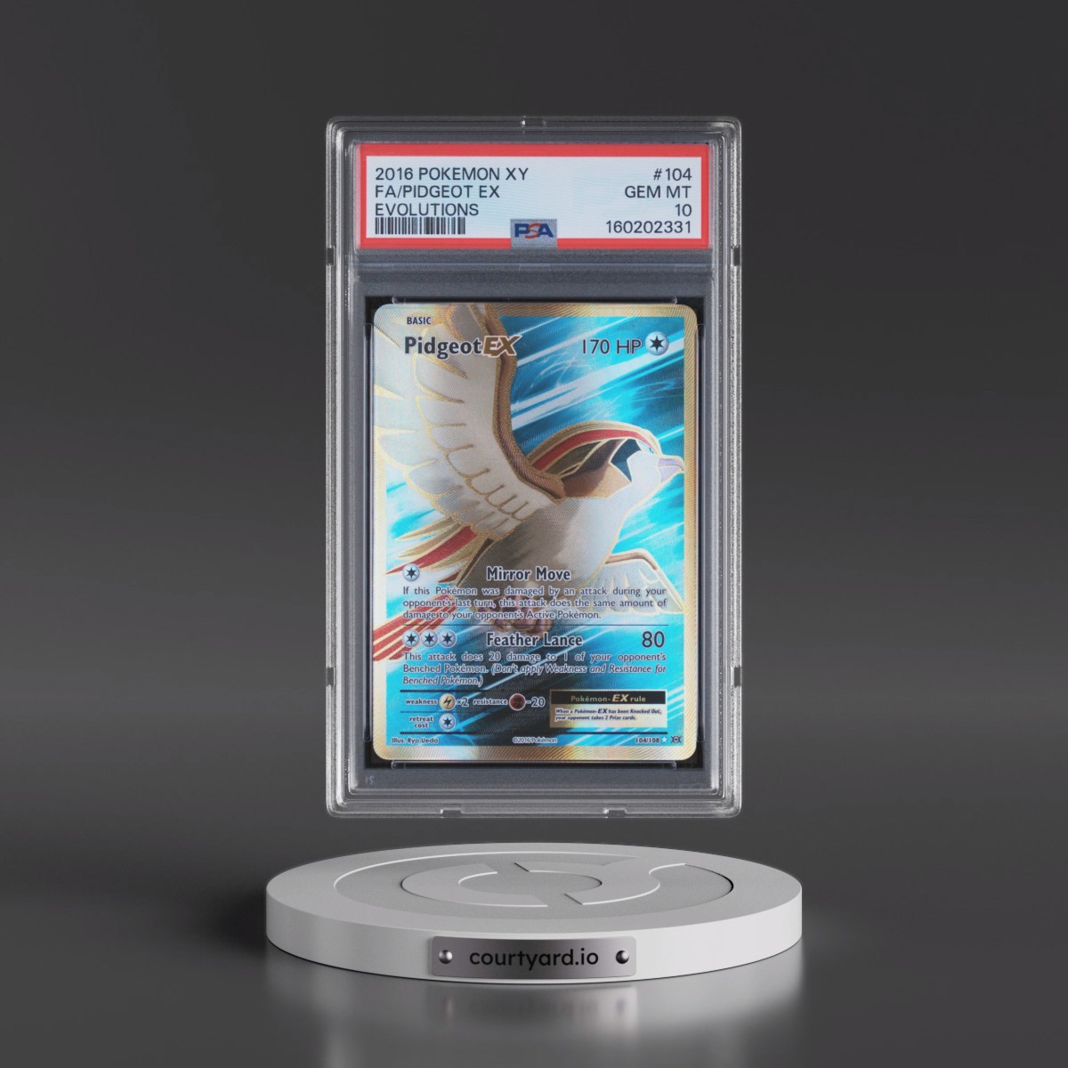 2016 Pokémon XY Evolutions #104 Pidgeot EX - Holo Full Art (PSA 10 GEM MINT)