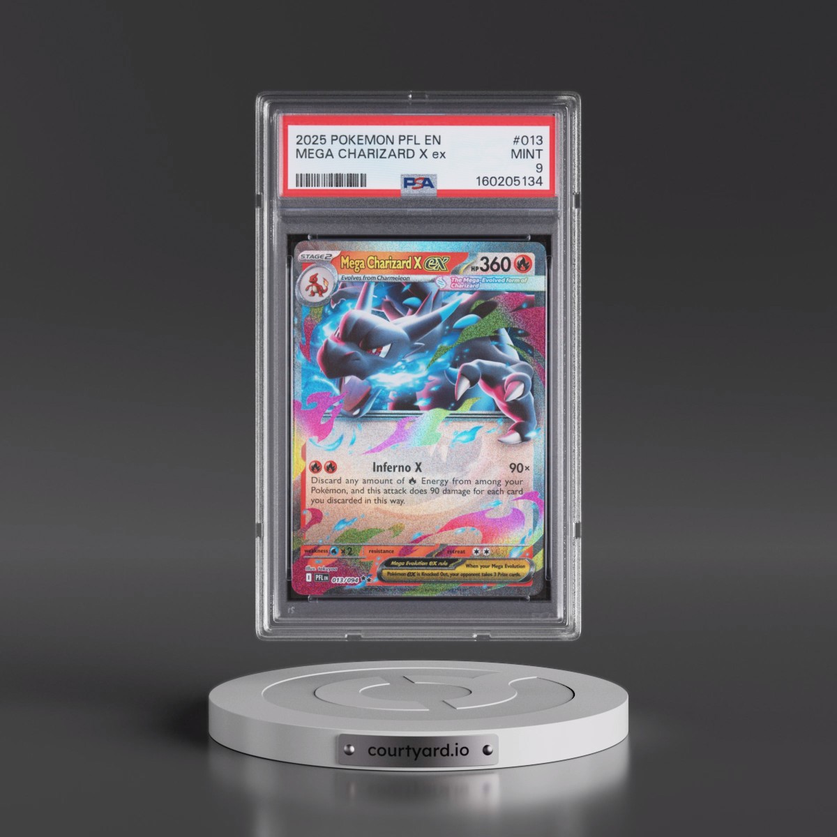 2025 Pokémon Pfl EN-Phantasmal Flames #013 Mega Charizard X EX - Holo (PSA 9 MINT)