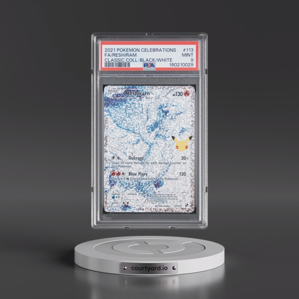 2021 Pokémon Celebrations Classic Collection #113 Reshiram - Full Art (PSA 9 MINT)