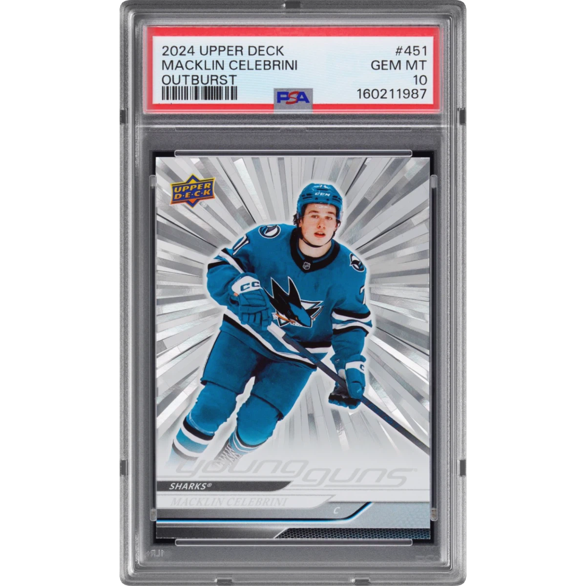 2024 Upper Deck #451 Macklin Celebrini - Outburst, PSA 10