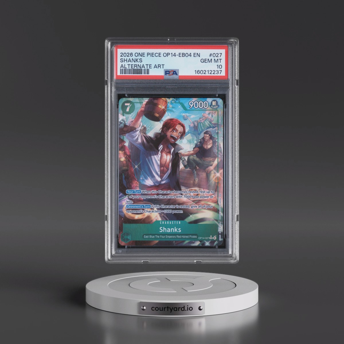 2026 One Piece OP14-EB04-the Azure Sea's Seven Shanks - Alternate Art #027 PSA 10