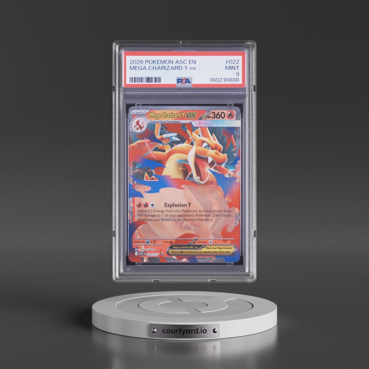 2026 Pokémon Asc EN-Ascended Heroes #022 Mega Charizard Y EX - Holo (PSA 9 MINT)