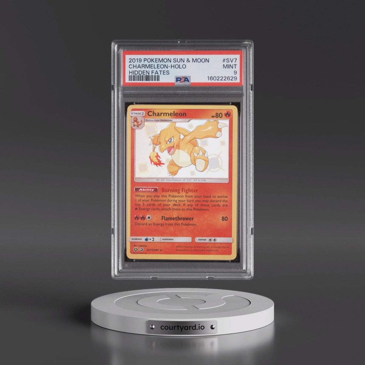 2019 Pokémon Sun & Moon Hidden Fates #SV7 Charmeleon - Holo (PSA 9 MINT)