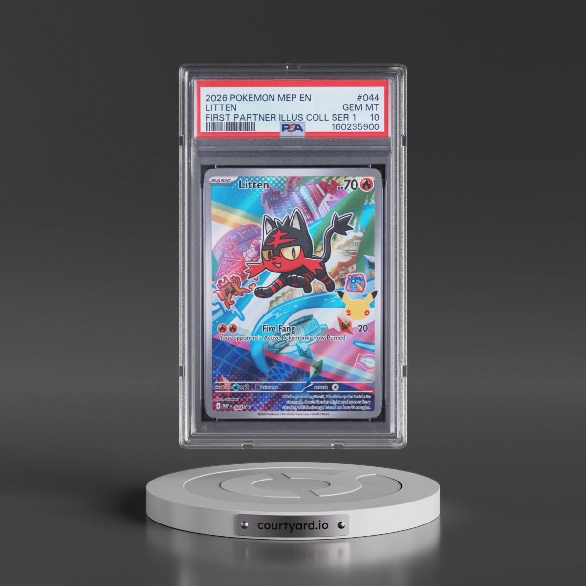 2026 Pokémon Mep EN-Me Black Star Promo #044 Litten - First Partner Illustration Collection Series 1 (PSA 10 GEM MINT)