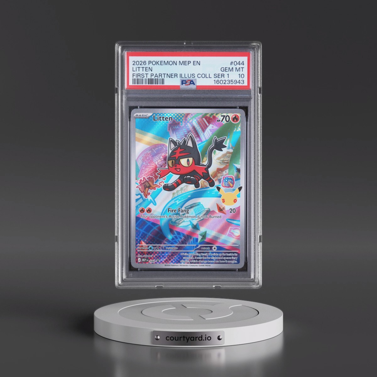 2026 Pokémon Mep EN-Me Black Star Promo #044 Litten - First Partner Illustration Collection Series 1 (PSA 10 GEM MINT)