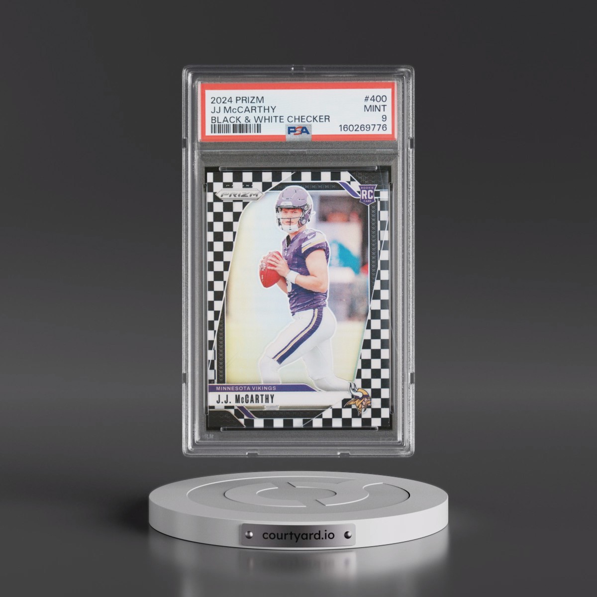 2024 Panini Prizm #400 JJ McCarthy - Black & White Checker (PSA 9 MINT)