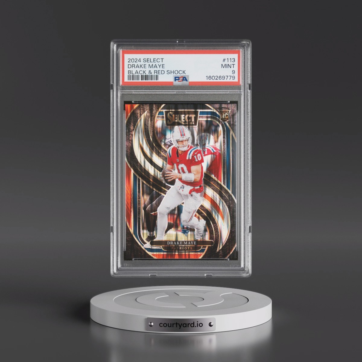 2024 Panini Select #113 Drake Maye - Black & Red Shock (PSA 9 MINT)