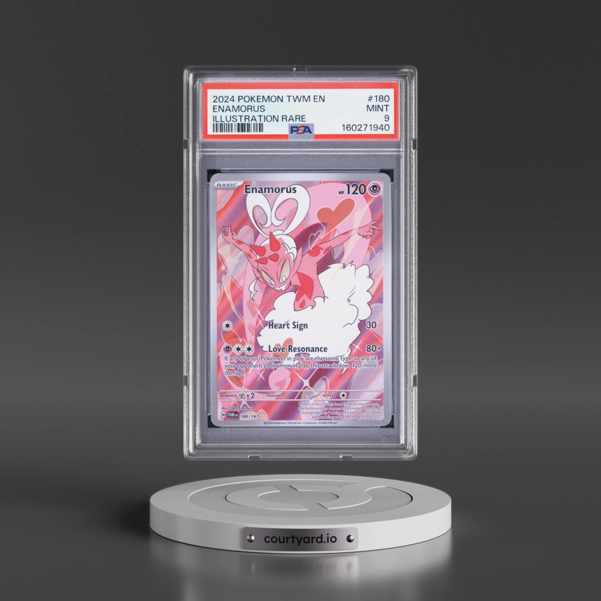 2024 Pokémon Twm EN-Twilight Masquerade #180 Enamorus - Illustration Rare (PSA 9 MINT)