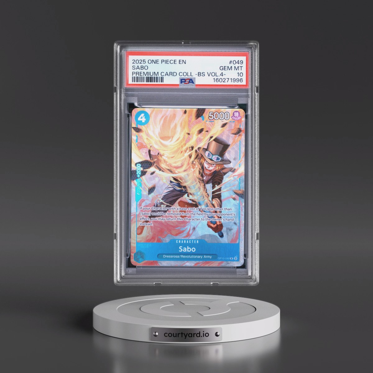 2025 One Piece Premium Card Collection -Best Selection Vol.4 #049 Sabo (PSA 10 GEM MINT)