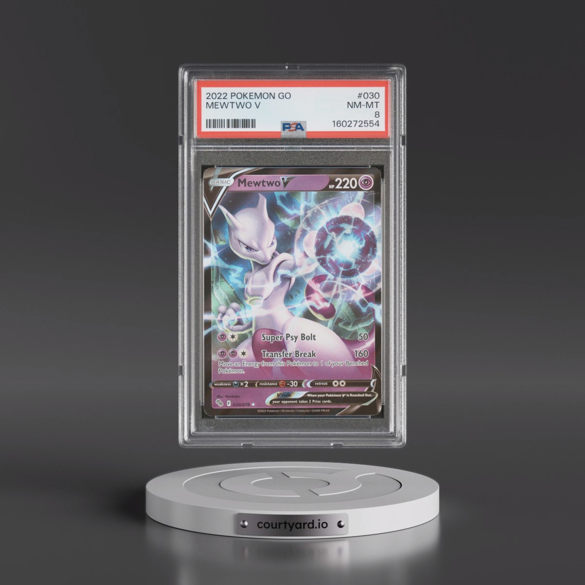 2022 Pokémon Go #030 Mewtwo V - Holo (PSA 8 NM-MT)