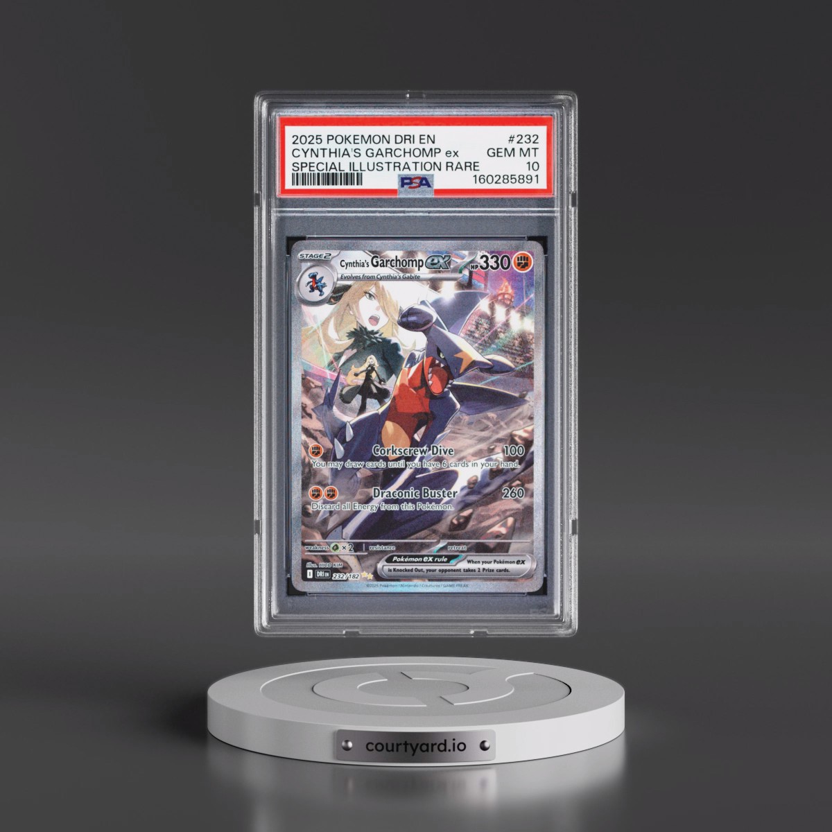 2025 Pokémon Dri EN-Destined Rivals #232 Cynthia's Garchomp EX - Holo Special Illustration Rare (PSA 10 GEM MINT)