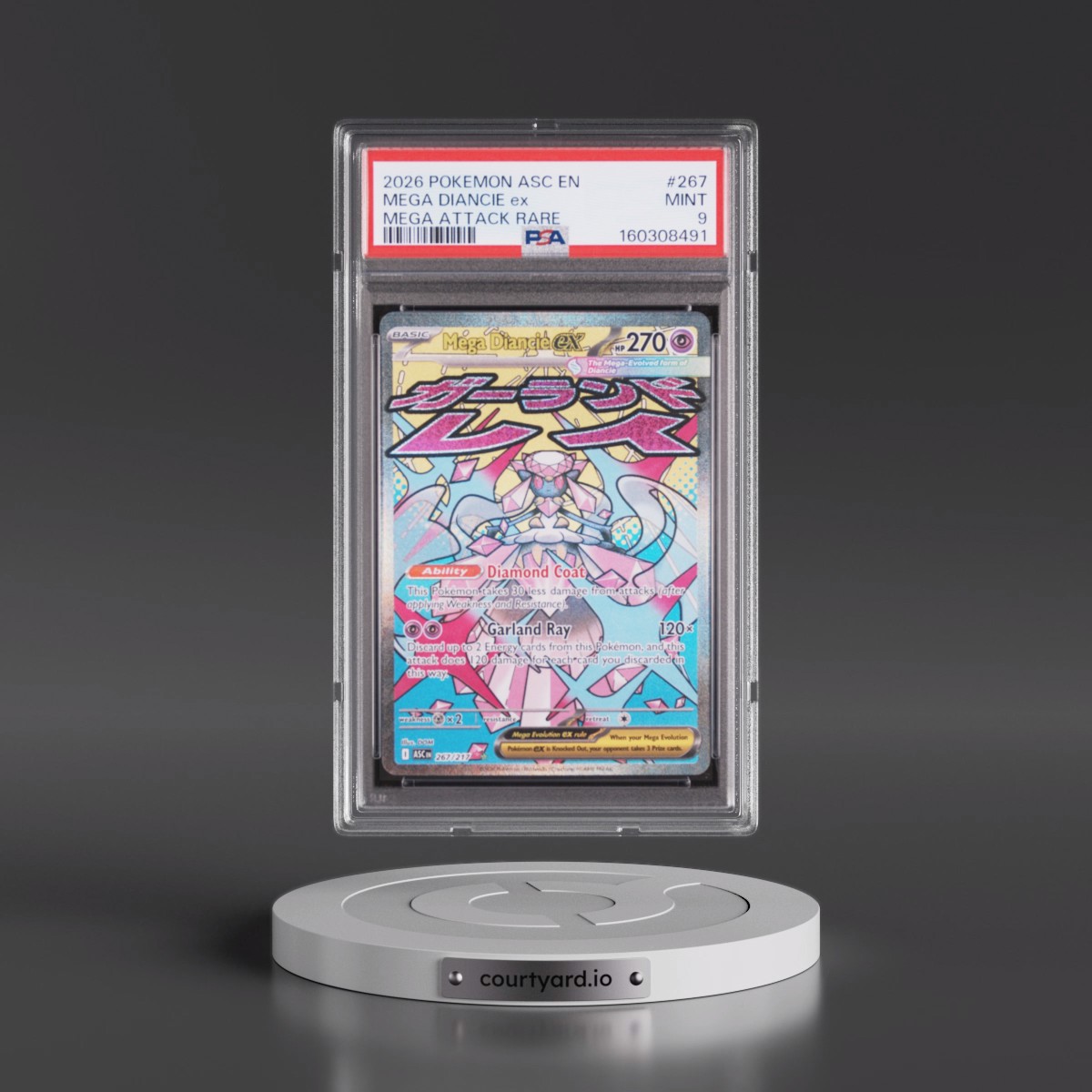 2026 Pokémon Asc EN-Ascended Heroes #267 Mega Diancie EX - Holo Mega Attack Rare (PSA 9 MINT)