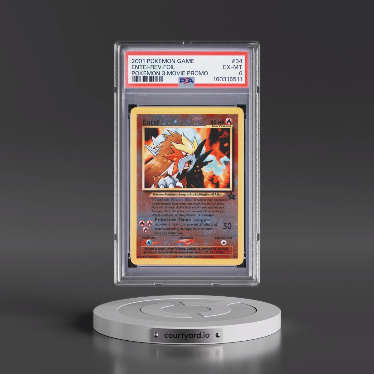 2001 Pokémon Game Movie #34 Entei - Reverse Foil Pokemon 3 Movie Promo (PSA 6 EX-MT)