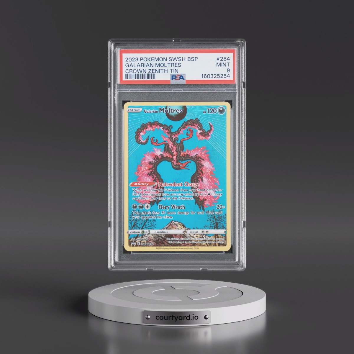 2023 Pokémon Swsh Black Star Promo #284 Galarian Moltres - Crown Zenith Tin (PSA 9 MINT)