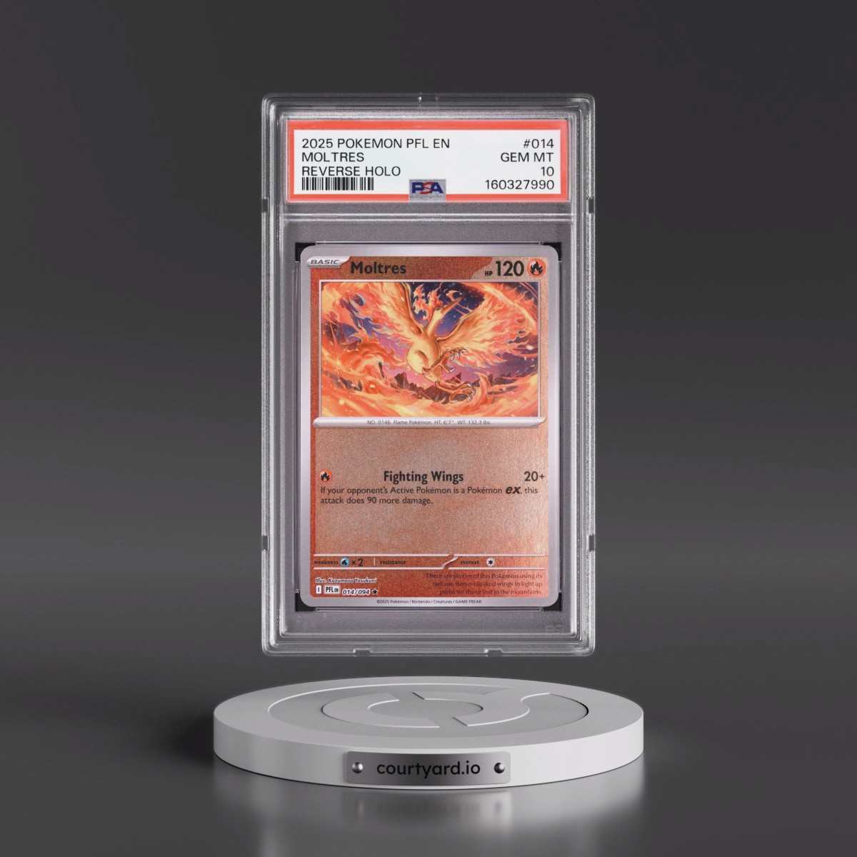 2025 Pokémon Pfl EN-Phantasmal Flames #014 Moltres - Reverse Holo (PSA 10 GEM MINT)