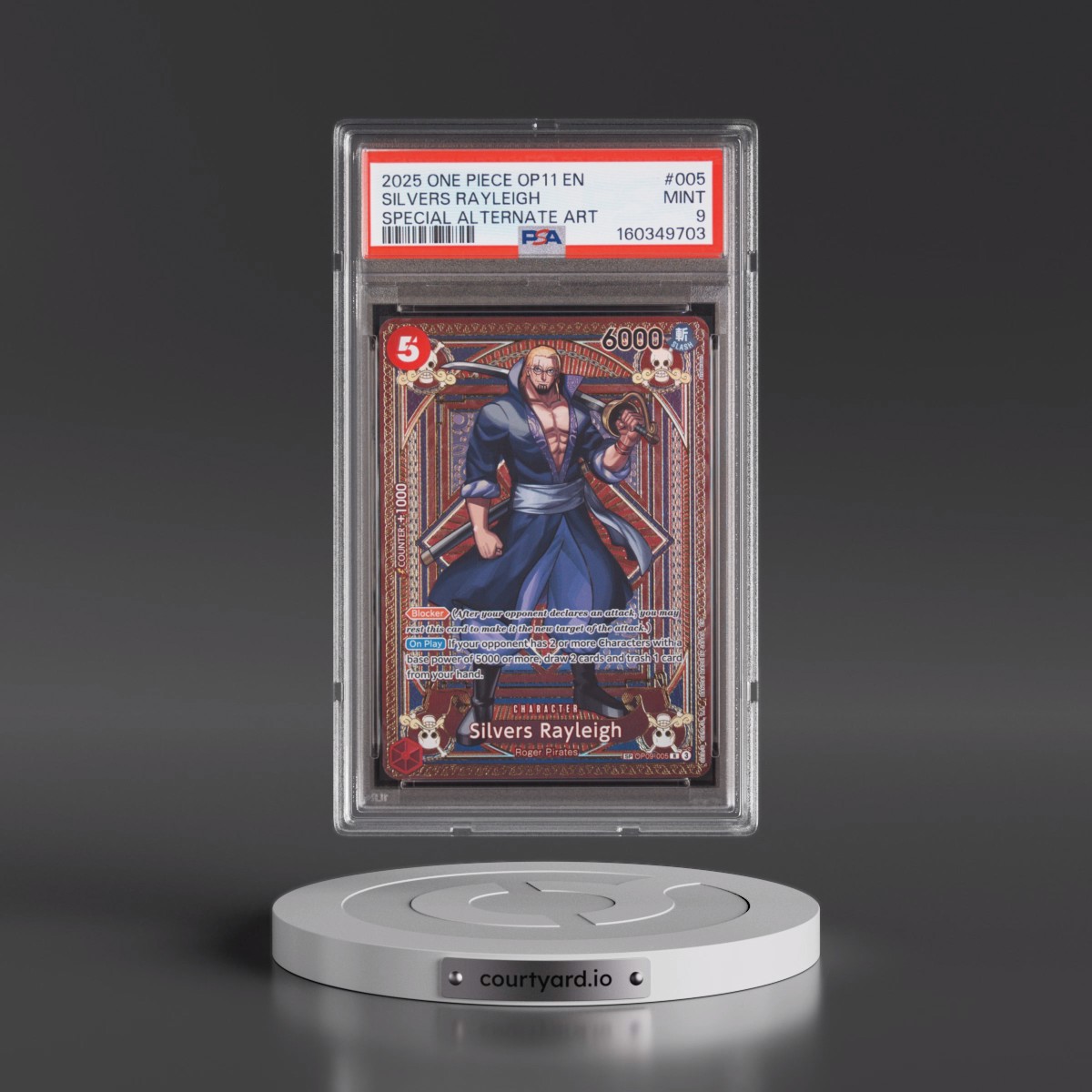 2025 One Piece OP11-A Fist of Divine Speed Silvers Rayleigh - Special Alternate Art #005 PSA 9