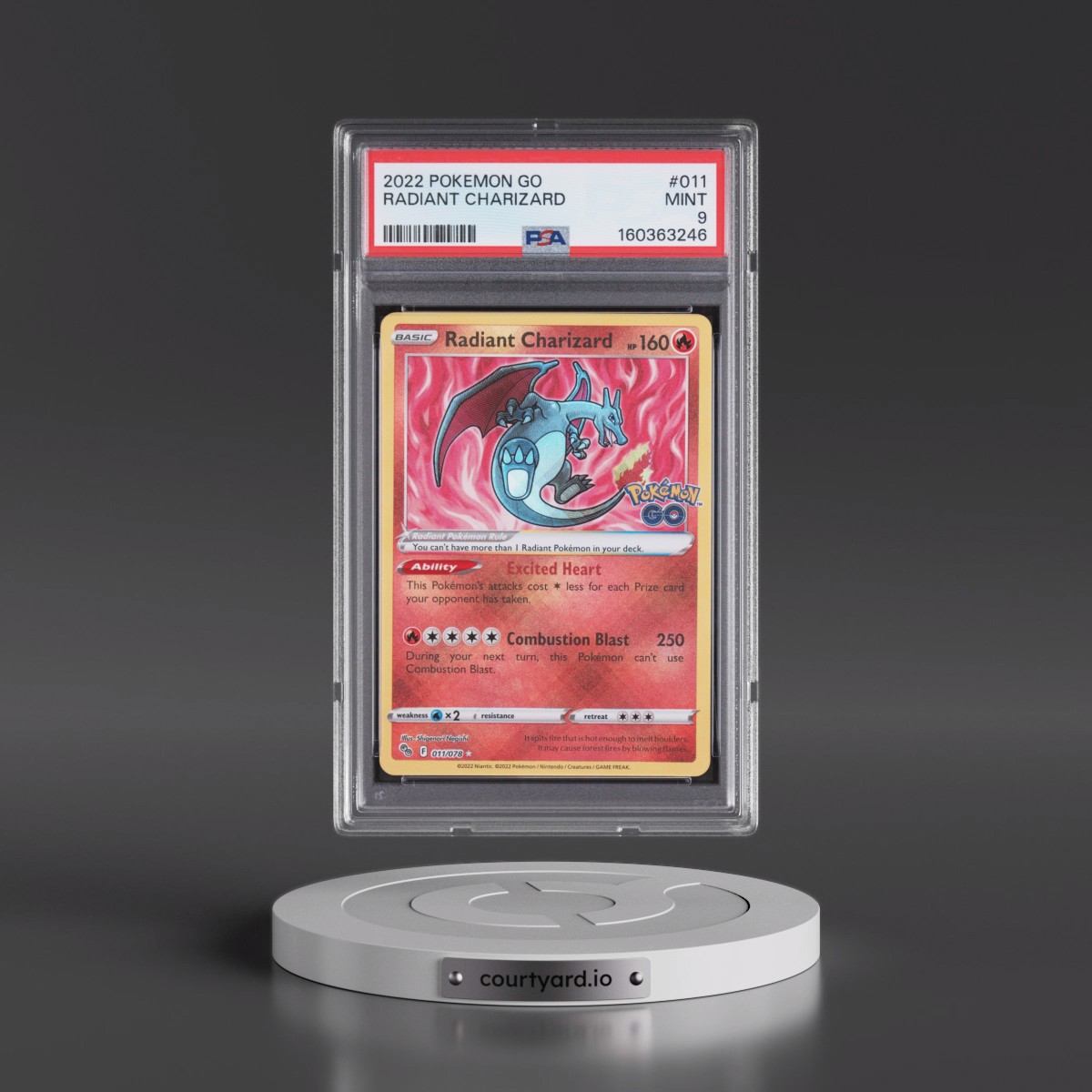 2022 Pokémon Go #011 Radiant Charizard - Holo (PSA 9 MINT)