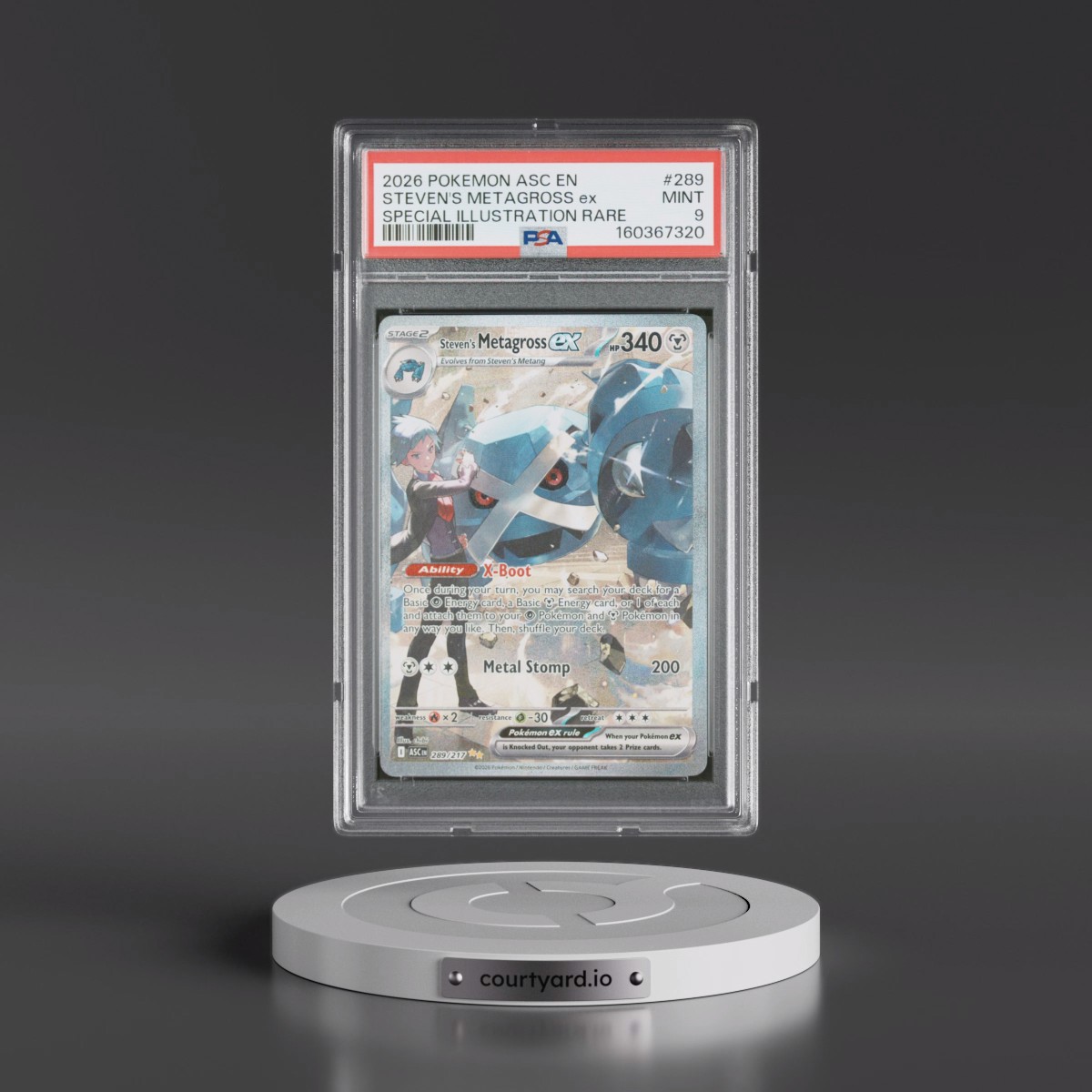 2026 Pokémon Asc EN-Ascended Heroes #289 Steven's Metagross EX - Holo Special Illustration Rare (PSA 9 MINT)