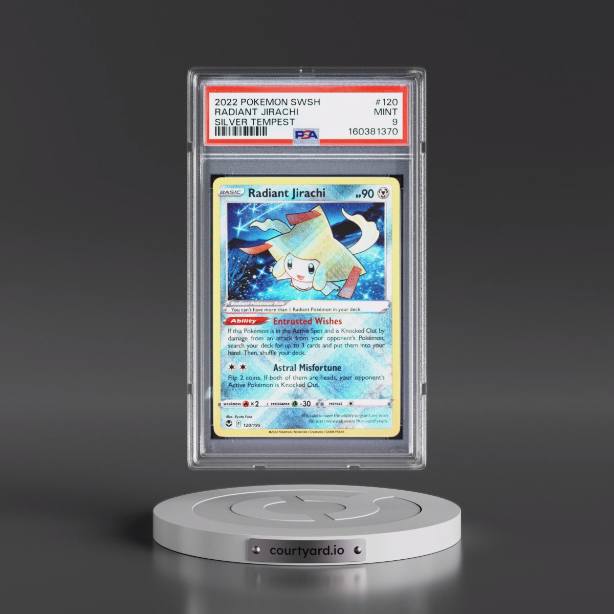2022 Pokémon Sword & Shield Silver Tempest #120 Radiant Jirachi - Holo (PSA 9 MINT)
