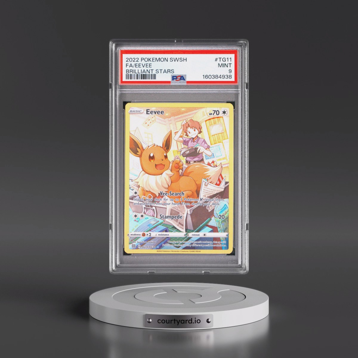 2022 Pokémon Sword & Shield Brilliant Stars #TG11 Eevee - Full Art (PSA 9 MINT)