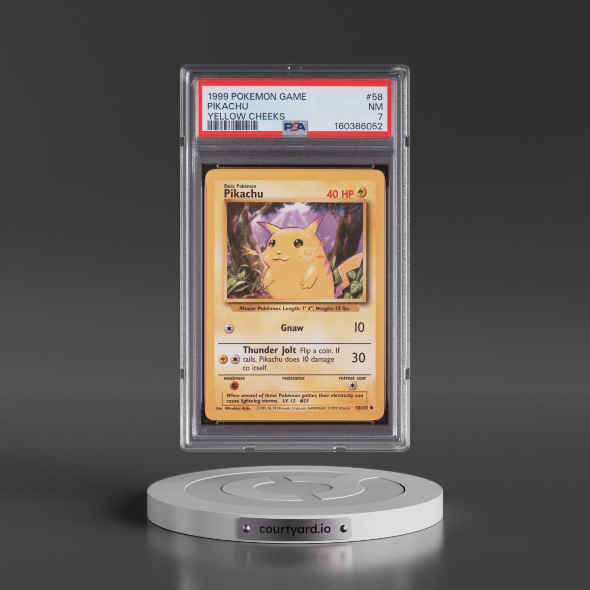 1999 Pokémon Game #58 Pikachu - Yellow Cheeks (PSA 7 NM)