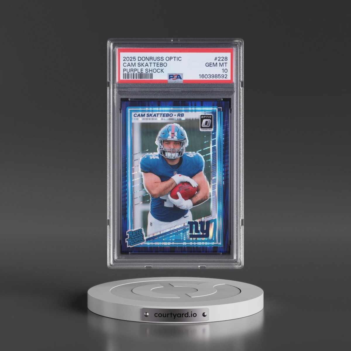 2025 Panini Donruss Optic Cam Skattebo - Purple Shock #228 PSA 10