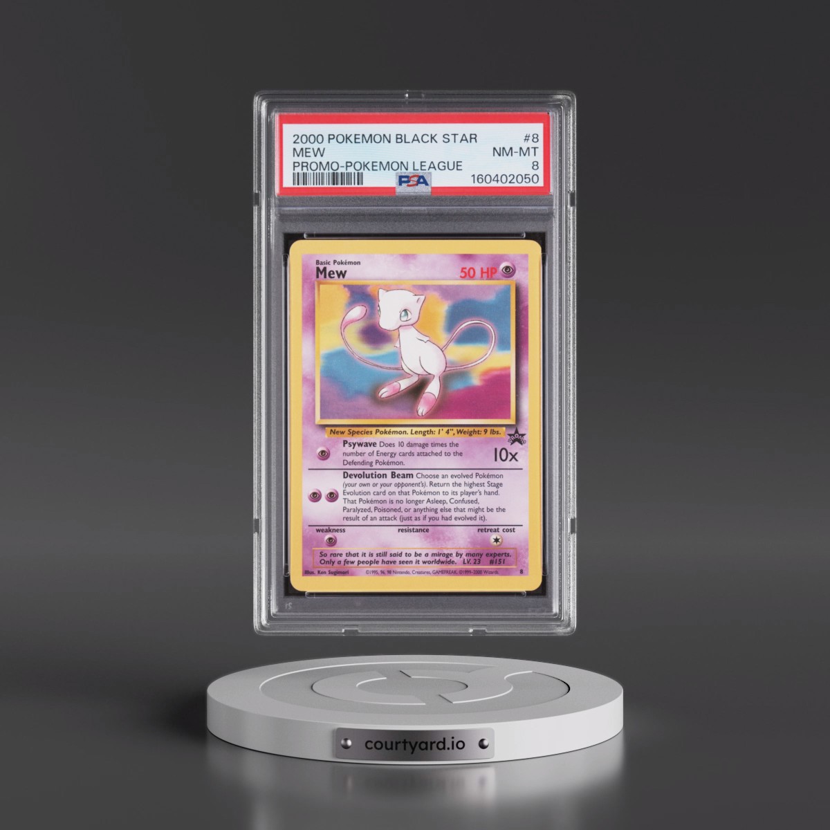 2000 Pokémon Promo Black Star #8 Mew - Pokemon League (PSA 8 NM-MT)