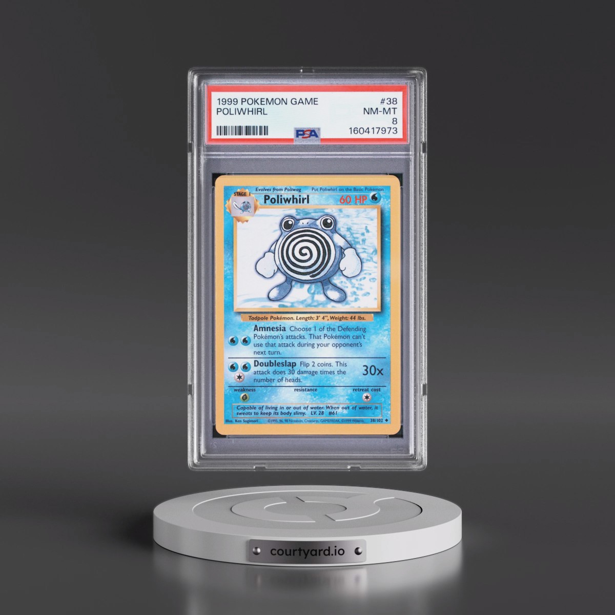 1999 Pokémon Game #38 Poliwhirl (PSA 8 NM-MT)